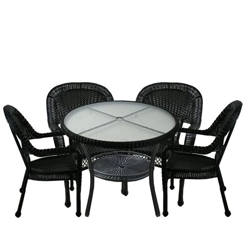 5pc Black Resin Wicker Patio Dining Set Table And 4 Chairs 39