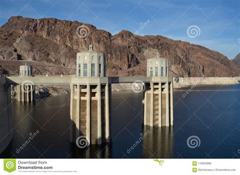 Hoover Dam Water Reflection Landmark Reservoir Stock Image Image