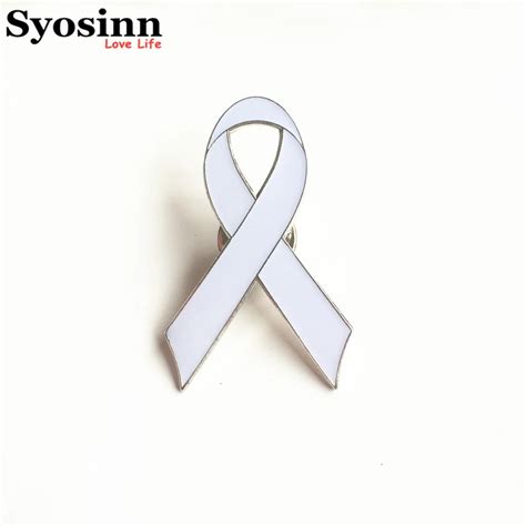 Pbr104 Enamel White Ribbon Awareness Campainge Lapel Brooch Pin For