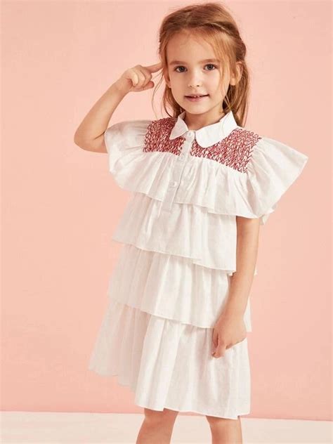 Toddler Girls Embroidery Tiered Layer Dress Toddler Girl Dresses