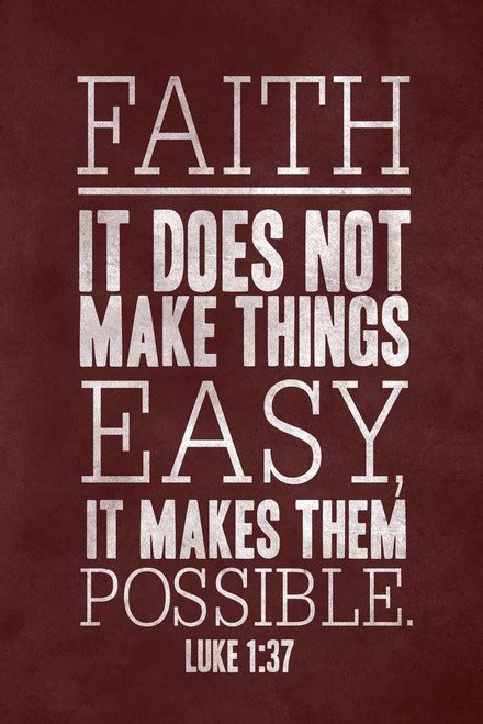 Laminated Luke 1 37 Faith It Does Not Make Things Easy Poster Dry Erase