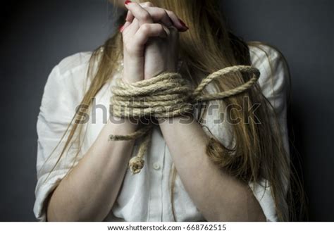 Womans Hands Tied Rope Stock Photo Shutterstock