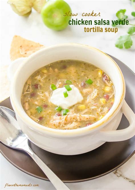 Reduce the heat and simmer, uncovered, until the flavors are blended, about 10 minutes. Slow Cooker Chicken Salsa Verde Tortilla Soup - Flavor the ...