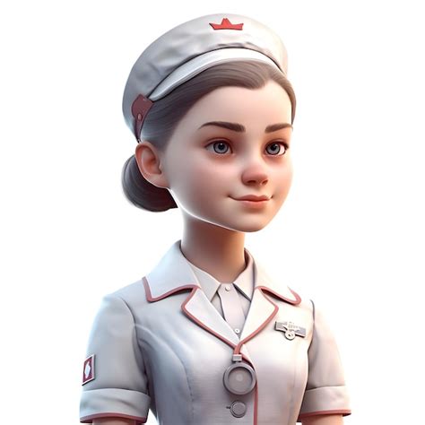 premium ai image 3d rendering of a female nurse isolated on white background cartoon character