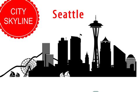 Seattle Vector Washington Usa Skyline Svg Png  Eps Ai Dxf By