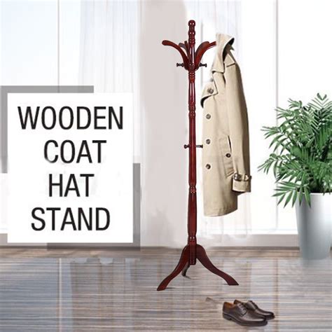 Detachable Wood Coat Tree Stand Rack Tree Style Clothes Hat Bag Hanger