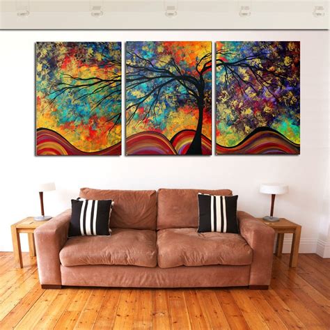 Large Wall Art Home Decor Abstract Tree Painting Colorful Landscape Pa