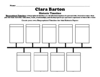Clara Barton Timeline Worksheet By BAC Education TPT