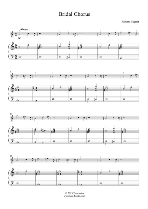 Each song begins with a short introduction, and then a verse quickly followed by a chorus and so on. Piano Sheet Music Bridal Chorus (accompaniment part) (Wagner)
