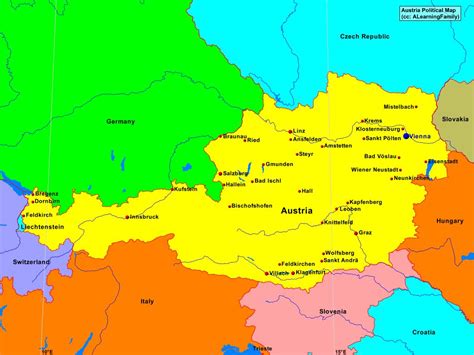 Austria map for free use and download. Austria Political Map - A Learning Family