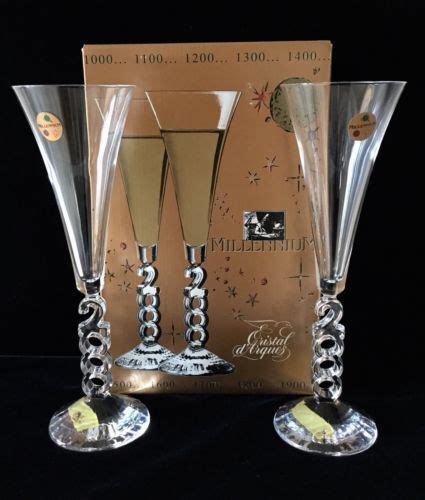 Cristal D Arques Millennium Champagne Flute Glasses Year 2000 For Sale Online Ebay Champagne