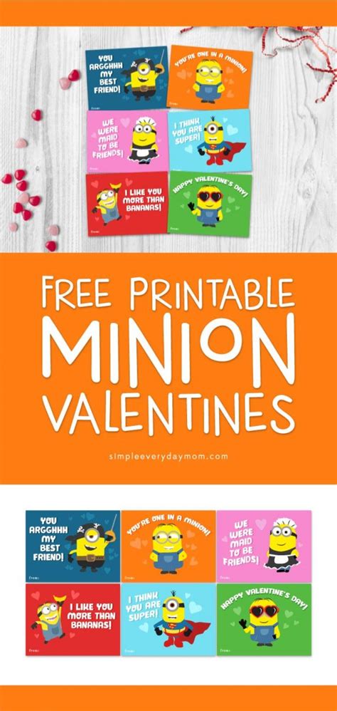 6 Free Printable Minion Valentines For Kids