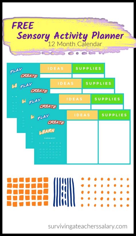It can be easily saved, viewed, downloaded and printed. Printable 12 Month Sensory Activity Calendar Planner for ...
