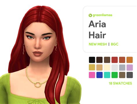 Aria Hair Greenllamas Greenllamas Sims Sims Hair Sims 4