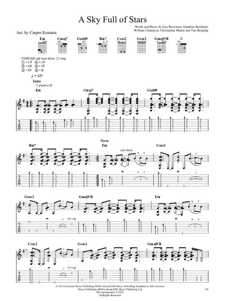 Casper Esmann A Sky Full Of Stars Guitar Tab In E Minor Download Print Sku Mn
