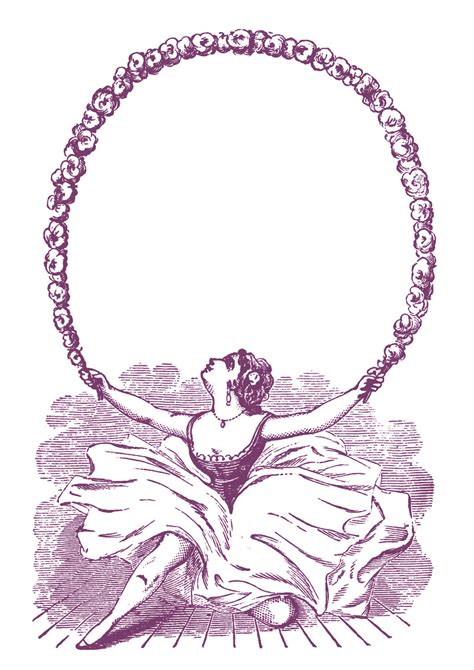 Vintage Clip Art Ballerina With Garland Graphic Frame