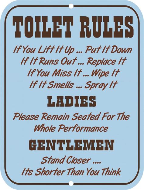 Retro Vintage Nostalgic Funny Toilet Restroom Bathroom Rules Metal Tin