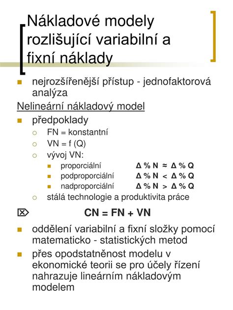 Ppt Využití členění Nákladů Na Variabilní A Fixní Pro řízení