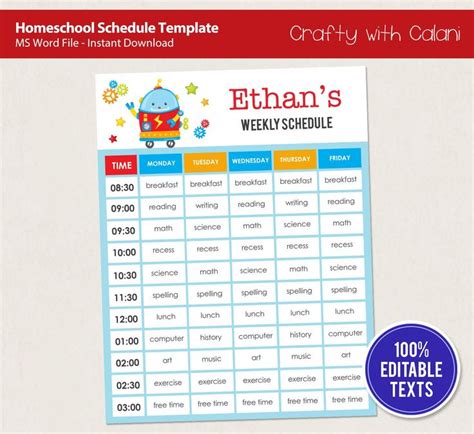 Downloadable Editable Daily Schedule Template Daily Schedule Template
