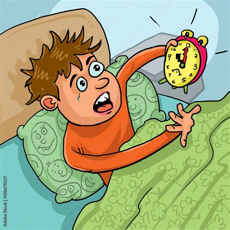 Cartoon Boy Waking Up To Late To School Vector De Stock Adobe Stock