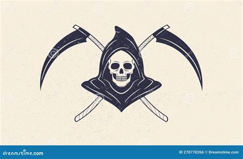 Grim Reaper Grim Reaper With Scythes Reaper Vintage Icon Stock Vector