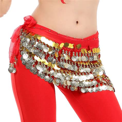 Bollywood Chiffon 308 Coins Sequins Belly Dancing Hip Scarf For Women Belt Belly Dance In Belly