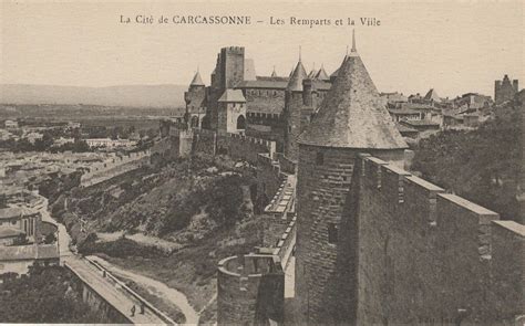 Carcassonne Cité De Carcassonne Avant Restauration Par Viollet Le Duc Vue Générale Carte