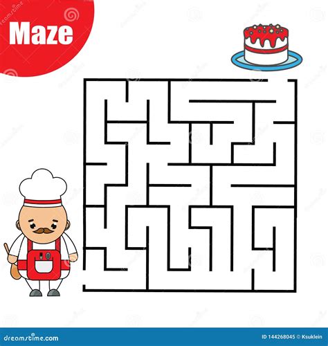 Maze Game For Children Help Cook Go Through Labyrinth Fun Page For