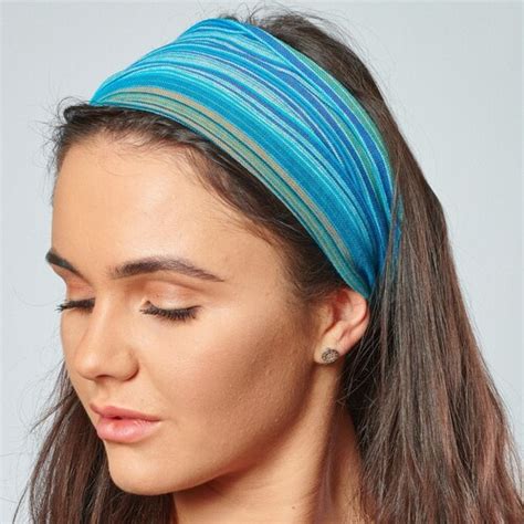 Ziggy Bandana Blue And Green Striped Nepalese Cotton Headband Etsy Uk