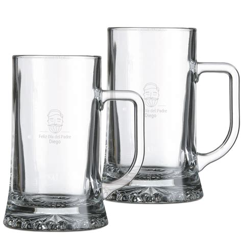 Engraved Glass Beer Mug Set Of 2 Floraqueen