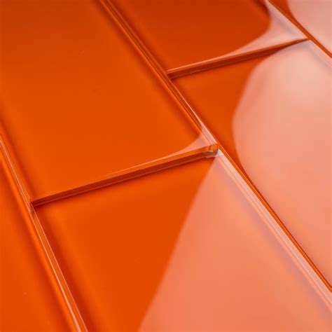 Tcsag 11 3x6 Orange Glass Subway Tile Kitchen And Bath Backsplash Wal Tile Generation