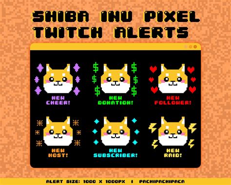 Shiba Inu Animated Twitch Alerts Pixel Art Retro 8bit Stream Alerts
