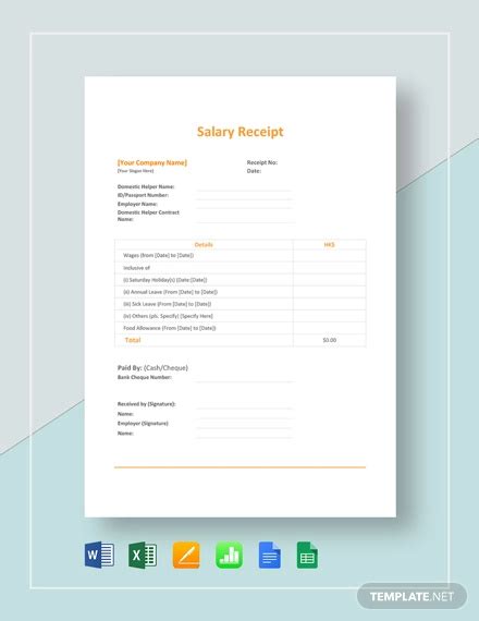 15 Salary Receipt Templates Free Sample Example Format Download