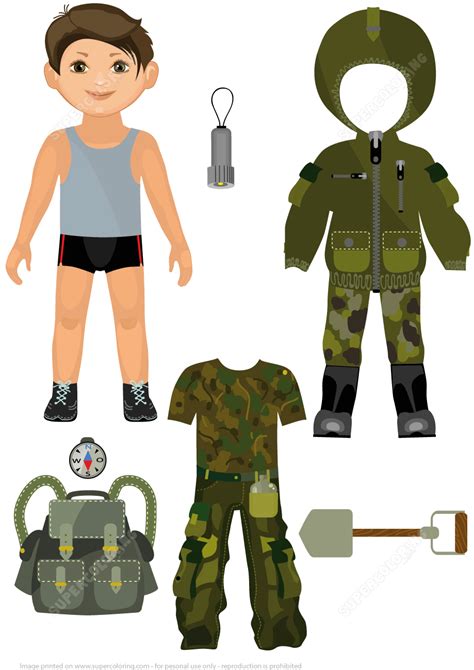 Boy Paper Doll With Clothing And Accessories For Camping Trip Free