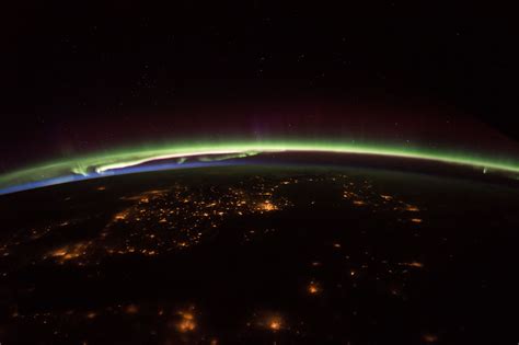 Earth At Night Sunset And Aurora Seen From The International Space