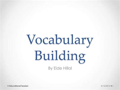 Vocabulary Building Ppt