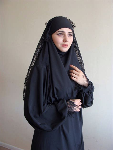 Black Khimar Maxi Dress Lace Niqab Veil Elegant Burqa Etsy