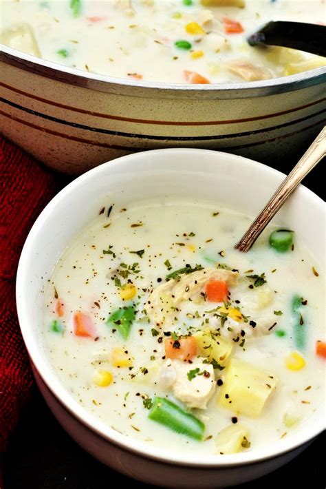 It helps if the pot pie filling is a little cooled before you assemble the pie so the crust won't soften like it is here. Chicken Pot Pie Soup - My Recipe Treasures