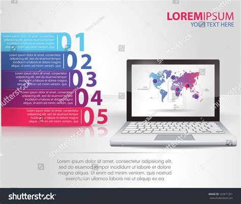 Design Template Numbered Banners With Laptop Infographics Stock Vector