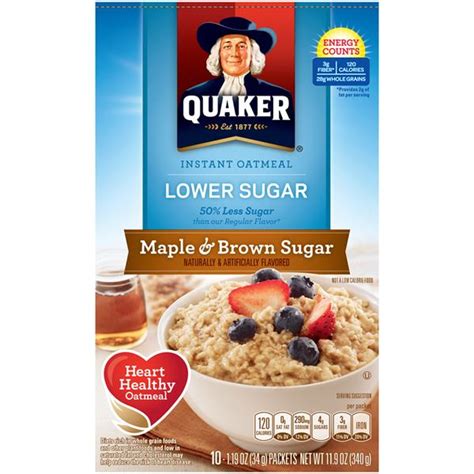 I started eating quaker instant oatmeal since it was available. Quaker Oatmeal Lower Sugar Maple & Brown Sugar Instant ...