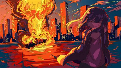 Anime City On Fire Wallpapers Wallpaper Cave