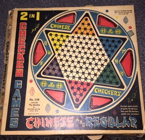 Chinese Checkers Board Vintage 1960s 70s Ohio Art No 538 2 In 1 Metal