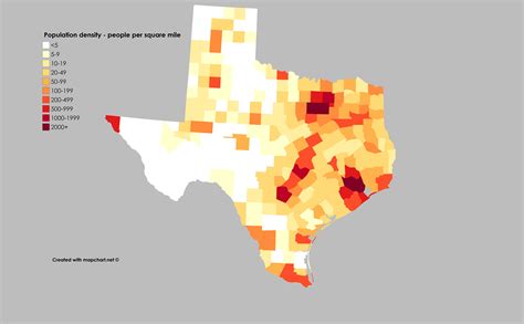 Texas Population Density Map State Map