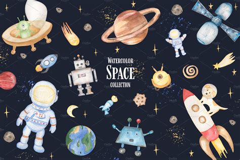 Maybe you would like to learn more about one of these? Watercolor Cute Space Collection | Pre-Designed Photoshop ...