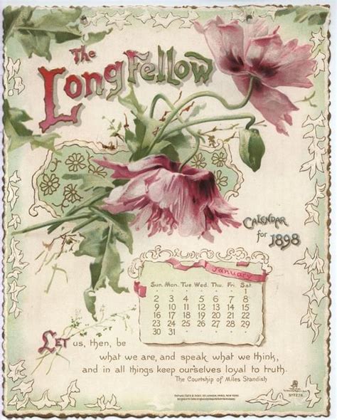 The Longfellow Calendar For 1898 Tuckdb Ephemera Vintage Calendar