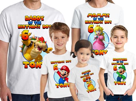 Super Mario Bros Birthday Shirt Personalized Birthday Party Etsy