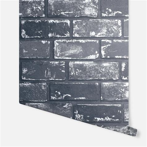 Arthouse Metallic Brick Wallpaper Blacksilver Maz Decor