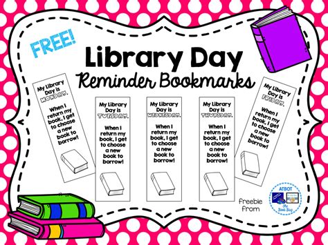Classroom Freebies Too Free Library Day Bookmarks