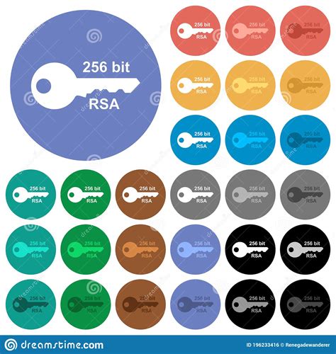 256 Bit Rsa Encryption Round Flat Multi Colored Icons Stock Vector