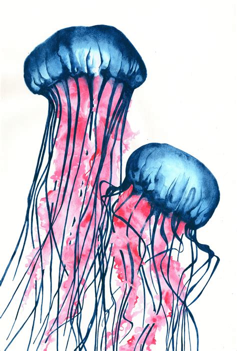 Jellyfish Watercolour Print Home Decor Wall Art Etsy